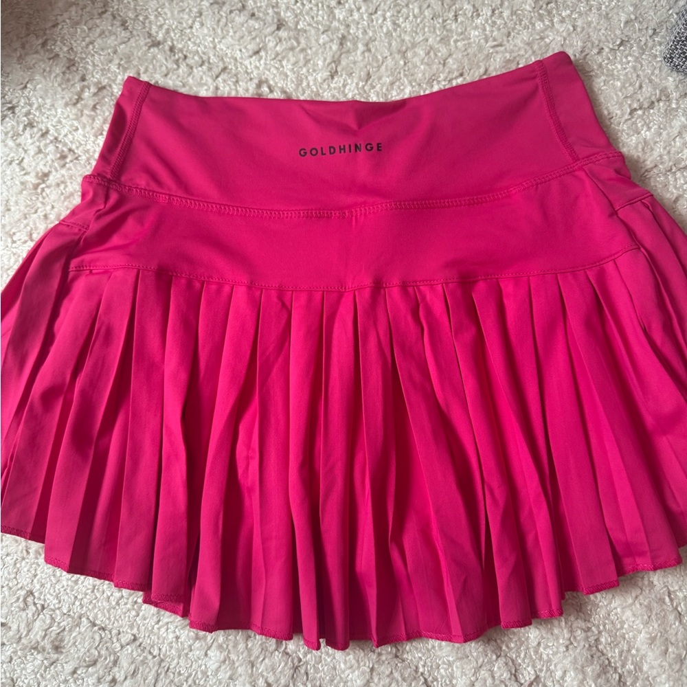 Athletic Pink Pleated Mini Skater Skirt